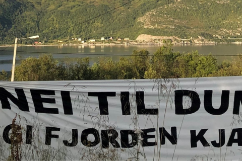Protest banner in Repparfjord